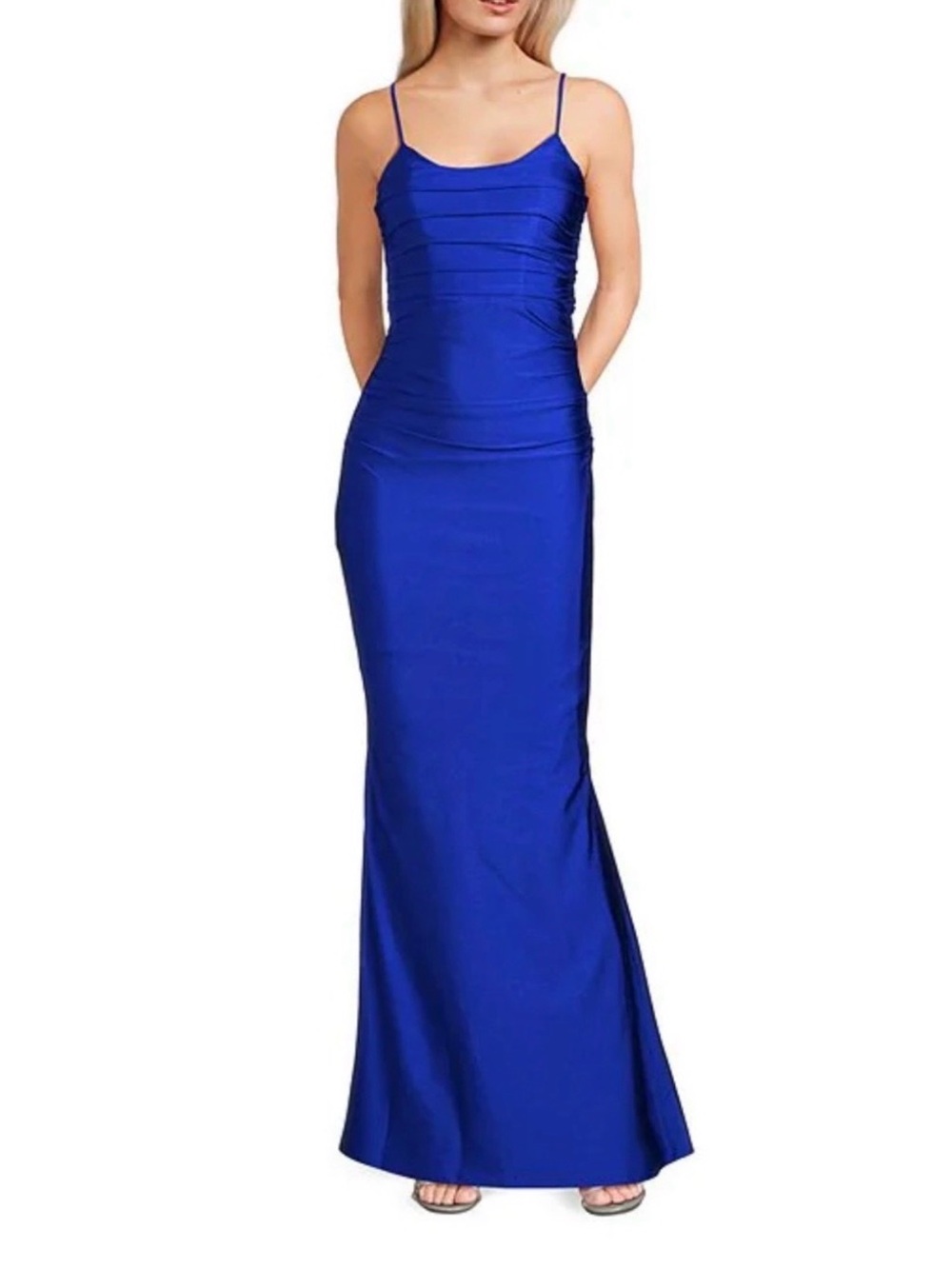 Satin Spaghetti-Strap Mermaid Formal Dress in Royal Blue